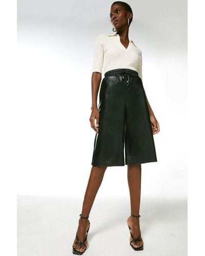 Karen Millen Leather Elasticated Waist City Short - Black