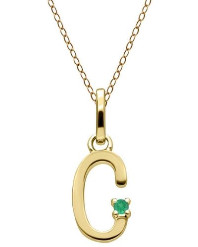 Gemondo Green Emerald 9ct Yellow Gold Initial C Letter 45cm Pendant Necklace - Metallic