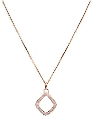 Simply Silver 14ct Rose Gold Plated Sterling Silver With Cubic Zirconia Diamond Shape Pendant Necklace - Metallic