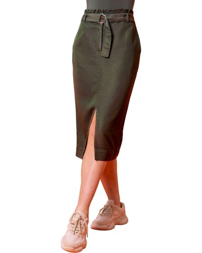 D.u.s.k Belt Detail Split Front Skirt - Green