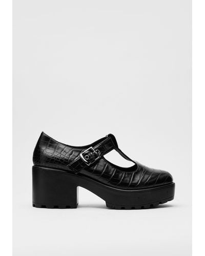 Nasty Gal Patent Leather Chunky Croc Mary Jane Shoes - Black