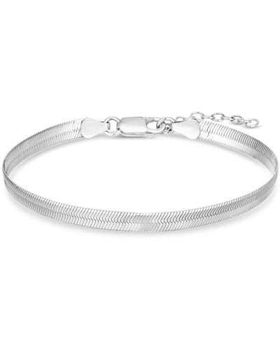 Simply Silver Sterling Silver 925 Herringbone Bracelets - Metallic