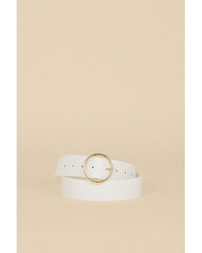 Oasis White Woven Circle Buckle Belt - Natural