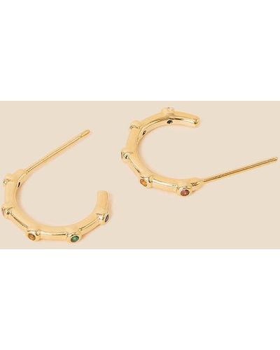 Accessorize Gold-plated Multi Gem Station Hoops - Natural