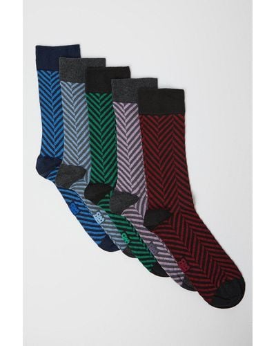 Burton 5 Pack Chevron Stripe Socks - Black