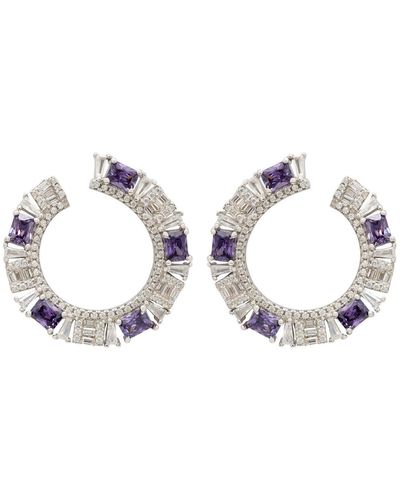 LÁTELITA London Freya Baguette Hoop Earrings Silver Amethyst - Purple