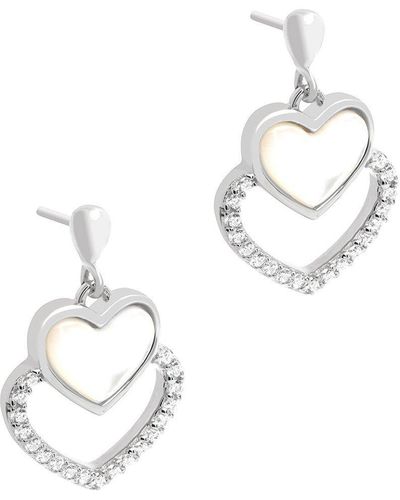 Pure Luxuries Gift Packaged 'galli' 925 Silver & Shell Pearl Heart Earrings - White