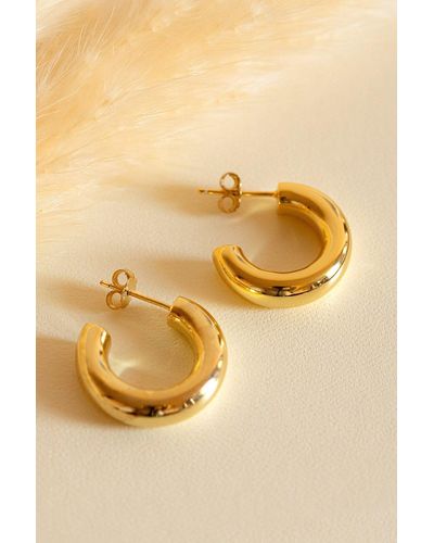 MUCHV Thick Gold Hoop Earrings - Metallic