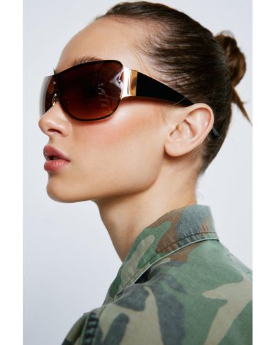 Nasty Gal Colored Lense Oversized Sunglasses - Green
