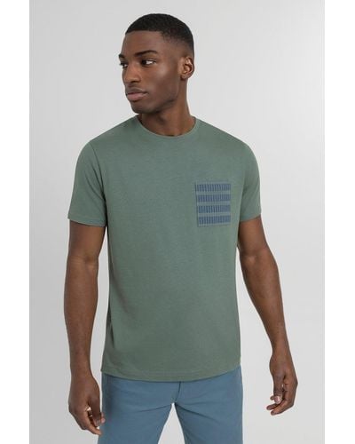 Steel & Jelly Sage T-shirt With Geometric Print Pocket - Green