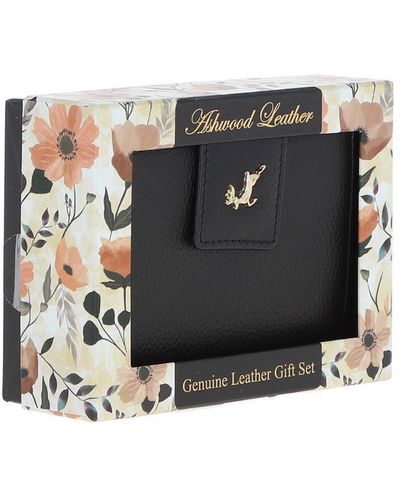 Ashwood Leather Women's Medium Leather Wallet Purse Black: J-55