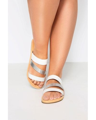 Yours Shimmer Strap Slider Sandals - White