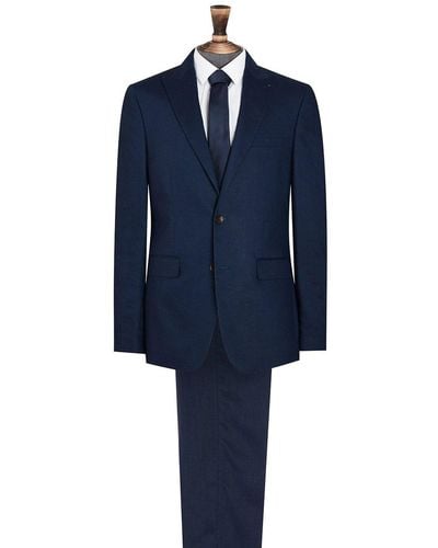 Burton Cobalt Slim Fit Linen Suit Jacket - Blue