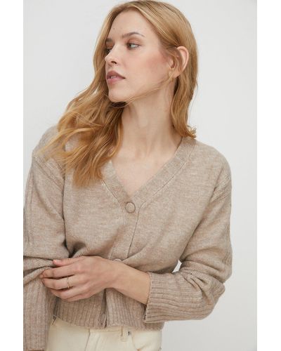 Oasis Cosy V Neck Girlfriend Cardigan - Natural