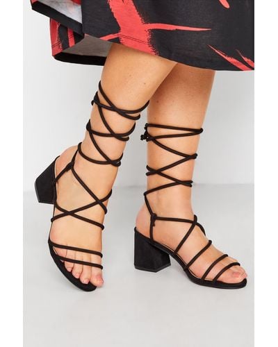 Yours Extra Wide Fit Lace Up Block Heels - Black