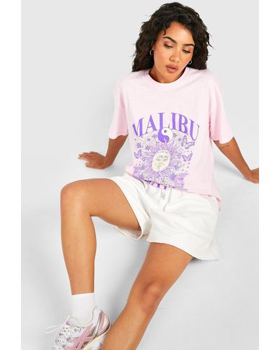 Boohoo Malibu Bay Printed Oversized T-shirt - White
