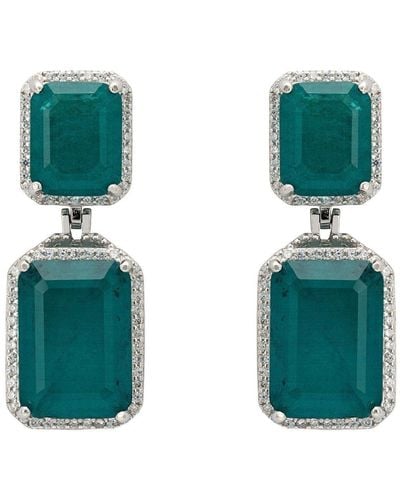 LÁTELITA London Serenade Rectangle Emerald Drop Earrings Silver - Green