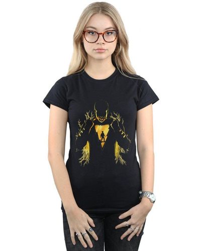 Dc Comics Shazam Lightning Silhouette Cotton T-shirt - Black