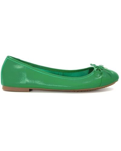 Dune 'hallo' Leather Ballet Court Shoes - Green