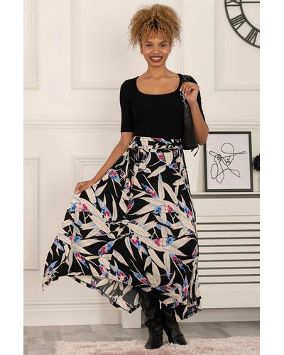 Jolie Moi Cady Hanky Maxi Skirt - Black