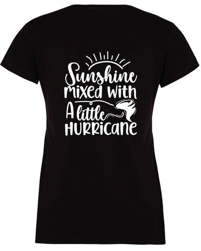 60 SECOND MAKEOVER Sunshine Mixed With A Little Hurricane Ladies Black Sarcastic Tshirt