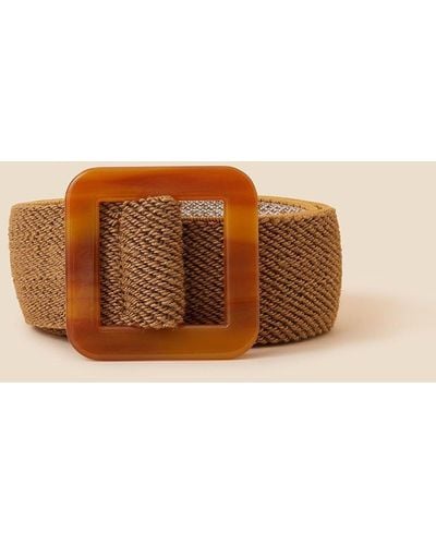 Accessorize Square Resin Buckle Straw Belt - Brown
