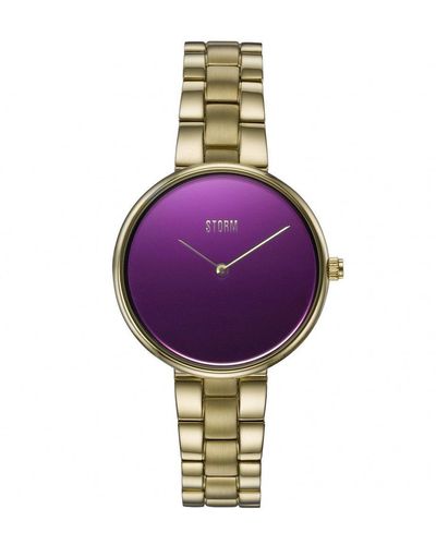 Storm Gold Plated Stainless Steel Fashion Analogue Watch - 47481/gd/p - Purple