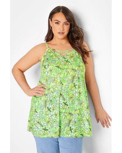 Yours Sleeveless Cross Front Cami - Green