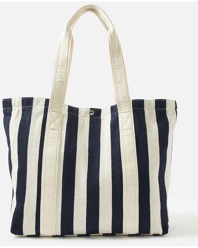 Accessorize Stripe Shopper Bag - White