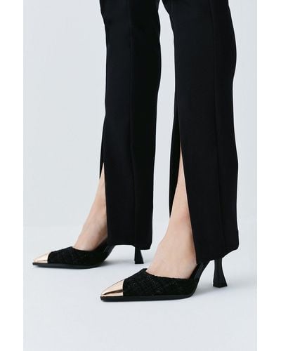 Karen Millen Boucle Tweed Toe Cap Heel - Black