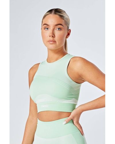 Twill Active Recycled Colour Block Racer Top - Green