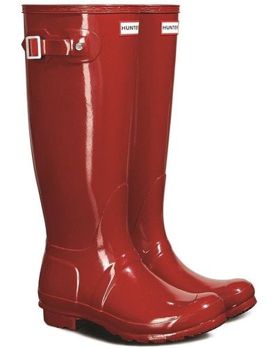 HUNTER 'original Tall Gloss' Wellington Boots - Red