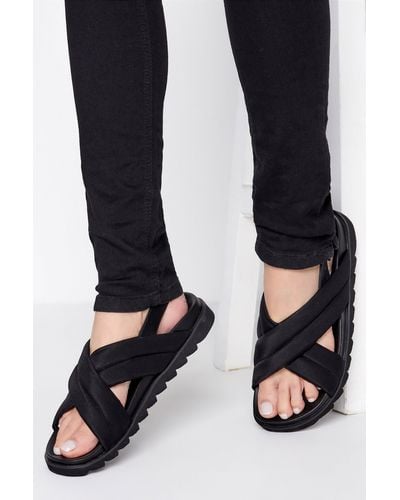Long Tall Sally Crossover Strap Slingback Sandals - Black
