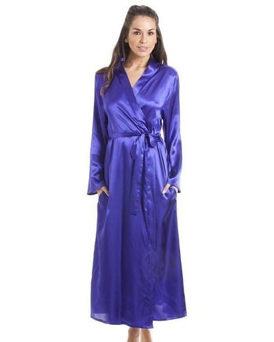 CAMILLE Luxury Plain Satin Dressing Gown - Purple