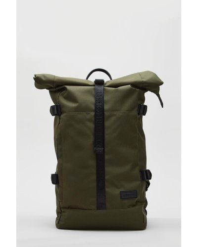 Burton Khaki Consigned Roll Top Multi Clip Backpack - Green