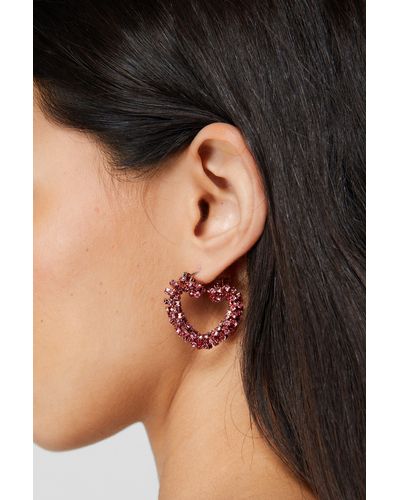 Nasty Gal Diamante Ombre Heart Earrings - Black