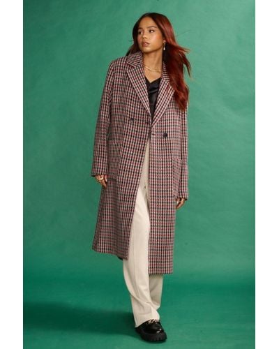 ANOTHER SUNDAY Formal Coat In Heritage Check Wool Blend In Brown - Green