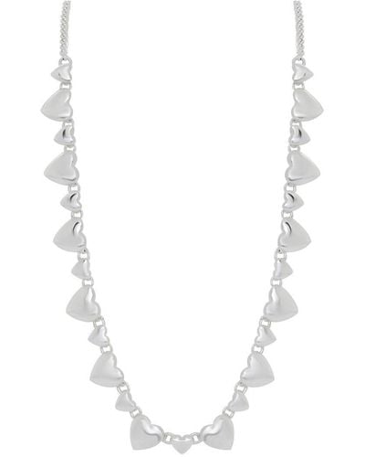 Lipsy Silver Polished Heart Short Necklace - White