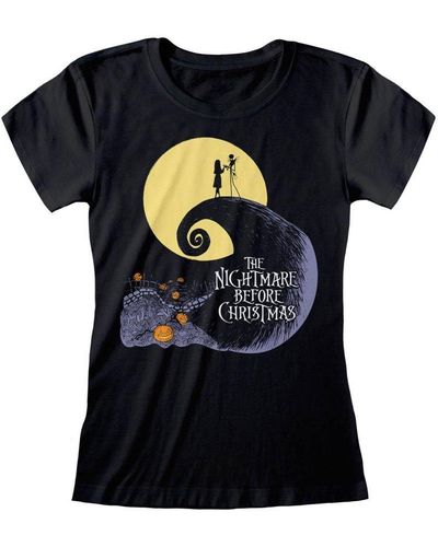Nightmare Before Christmas Silhouette Fitted T-shirt - Black