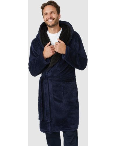 DEBENHAMS Loungeable Contrast Hooded Gown - Blue