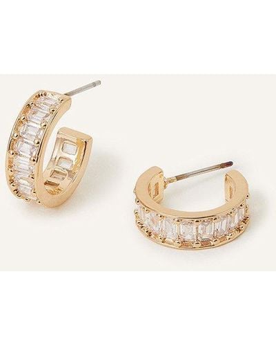 Accessorize Crystal Embedded Hoops - Natural