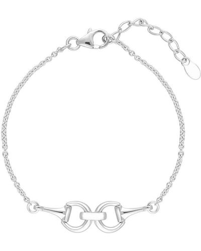 Simply Silver Sterling Silver 925 Cubic Zirconia Snaffle Bracelet - White