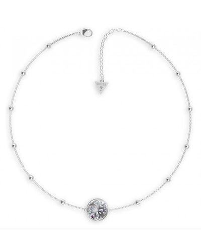 Guess Boule 4g Logo Stainless Steel Necklace - Ubn01388rh - White