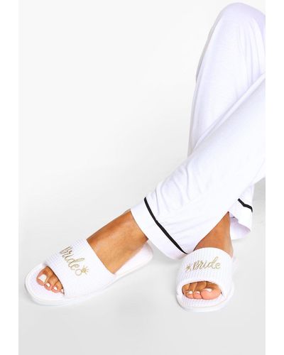 Boohoo Bride Slippers In A Bag - White