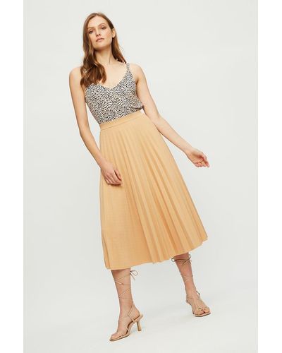 Dorothy Perkins Champagne Jersey Pleated Skirt - Natural