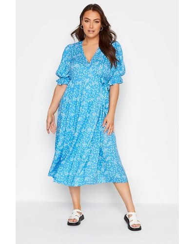 Yours Wrap Midi Dress - Blue