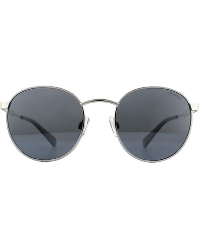 Polaroid Round Palladium Grey Silver Mirror Polarized Sunglasses