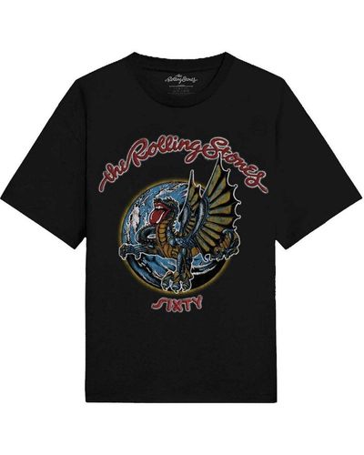 The Rolling Stones Sixty Dragon Globe Foil Cotton T-shirt - Black