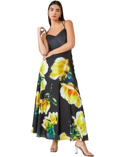 Ariella Luxe Floral Fit & Flare Maxi Dress - Blue