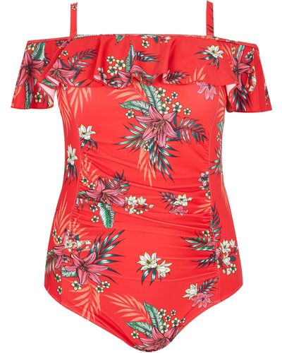 Yours Cold Shoulder Swimsuit - Red
